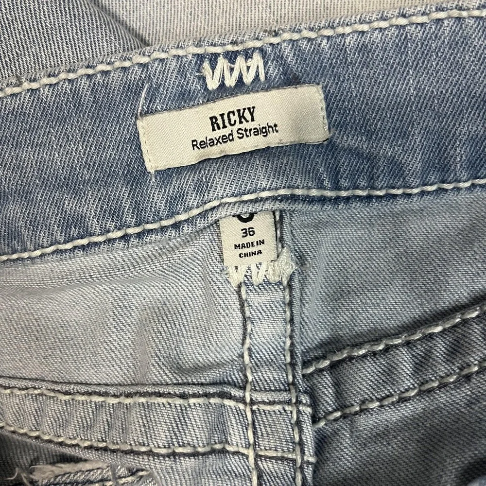 True Religion Ricky Jeans Mens 36x32 Blue Light Wash Relaxed Straight Denim